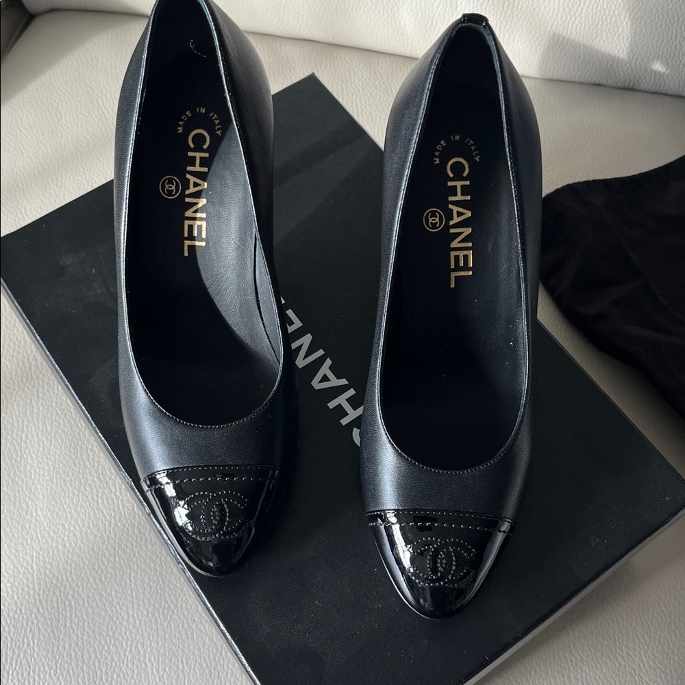 Authentic Chanel Black Leather Heels - Picture 2 of 5